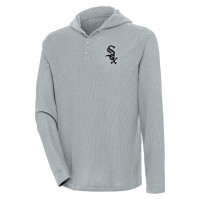 Adult Men's Chicago White Sox Antigua Strong Hold Long Sleeve Henley baseball Hoodie baseball T-shirt - Gray