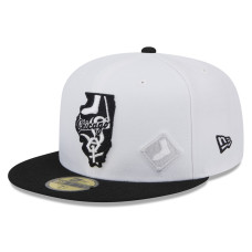 Adult Men's Chicago White Sox New Era State 59FIFTY Fitted Hat - White/Black