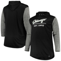 Adult Men's Chicago White Sox Big & Tall Wordmark Club Pullover baseball Hoodie - Black/Heathered Gray