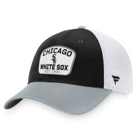 Adult Men's Chicago White Sox Two-Tone Patch Trucker Adjustable Hat - Black/Gray