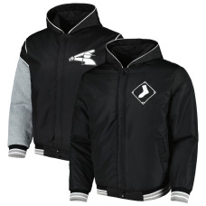Adult Men's Chicago White Sox JH Design Reversible Fleece Full-Snap baseball Hoodie Jacket - Black