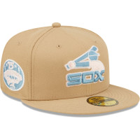 Adult Men's Chicago White Sox New Era 75th Anniversary of Comiskey Park Sky Blue Undervisor 59FIFTY Fitted Hat - Tan