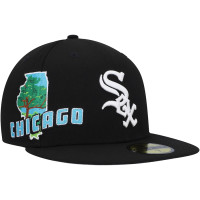 Adult Men's Chicago White Sox New Era Stateview 59FIFTY Fitted Hat - Black 