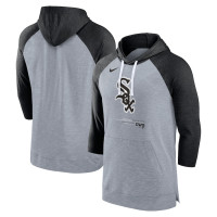 Adult Men's Chicago White Sox Baseball Raglan 3/4-Sleeve Pullover baseball Hoodie - Heather Gray/Heather Black Adult Men's Chicago White Sox Baseball Raglan 3/4-Sleeve Pullover baseball Hoodie - Heather Gray/Heather Black