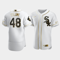 Men Chicago White Sox Alex Colome #48 White Golden Edition Authentic Jersey