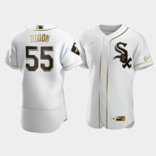 Men Chicago White Sox Carlos Rodon #55 White Golden Edition Authentic Jersey