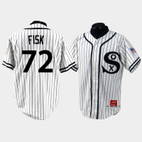 Men Chicago White Sox #72 Carlton Fisk White 1990 Turn Back the Clock Jersey