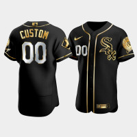 Men Chicago White Sox Custom #00 Black Golden Edition Authentic Jersey