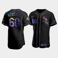 Men Chicago White Sox Dallas Keuchel Black Iridescent Logo Authentic Holographic Limited Jersey
