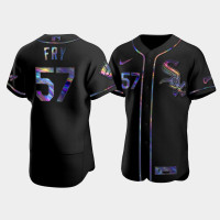 Men Chicago White Sox Jace Fry Black Iridescent Logo Authentic Holographic Limited Jersey