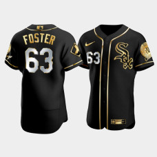 Men Chicago White Sox Matt Foster #63 Black Golden Edition Authentic Jersey