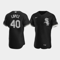 Men Chicago White Sox #40 Reynaldo Lopez Black Authentic 2020 Alternate Jersey