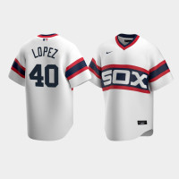 Men Chicago White Sox Reynaldo Lopez #40 White Cooperstown Collection Home Jersey