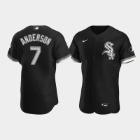 Men Chicago White Sox #7 Tim Anderson Black Authentic 2020 Alternate Jersey