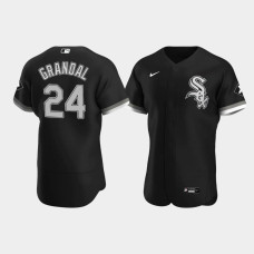 Men Chicago White Sox #24 Yasmani Grandal Black Authentic Alternate Jersey