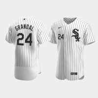 Men Chicago White Sox #24 Yasmani Grandal White Authentic Home Jersey